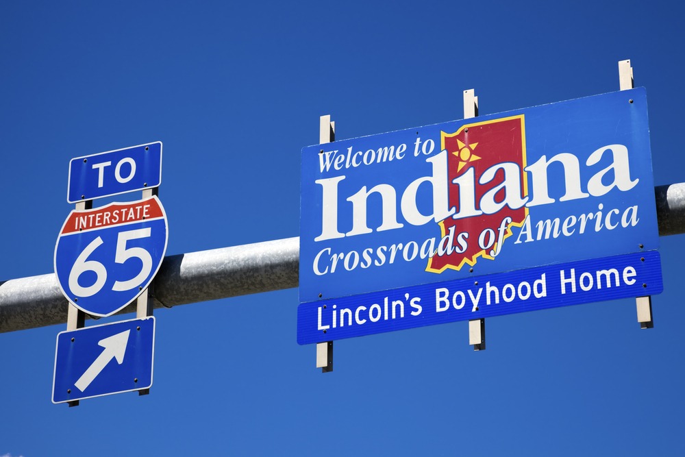 A roadsign for I-65. Learn about this accident hotspot and how dangerous I-60 is in Indiana.