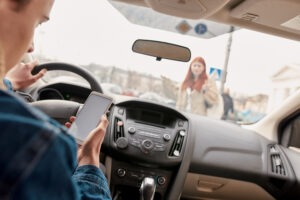 distracted-driver-seconds-before-causing-a-pedestrian-accident-in-Anderson-Indiana