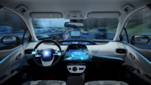 The empty cockpit of a self-driving car. If you were injured in a crash, a car accident lawyer will review your options.