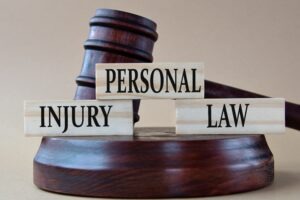 A gavel by personal injury law blocks. Learn about the process of filing a personal injury lawsuit with our team.
