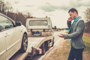 Man has car towed after I-90 accident in Indiana.