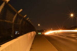 38th St. overpass between Shadeland & Franklin Rd. Indianapolis at night is a dangerous area for accidents.