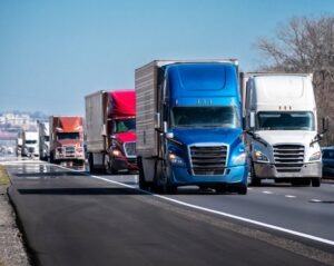 A line of trucks which will have a national motor freight classification for their load, which explains what is on the truck and how it should be loaded safely.